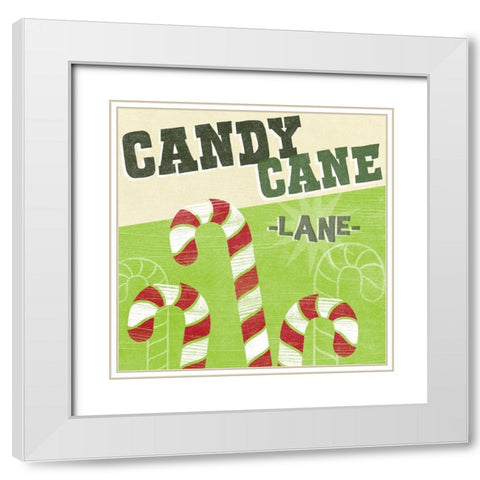 Lets Get Jolly V White Modern Wood Framed Art Print with Double Matting by Vess, June Erica