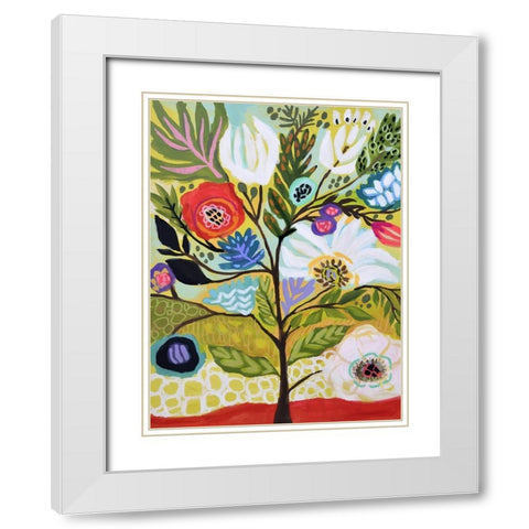 Flower Tree I White Modern Wood Framed Art Print with Double Matting by Fields, Karen