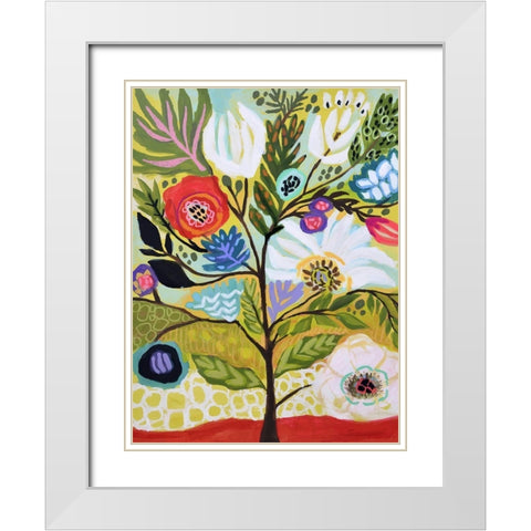Flower Tree I White Modern Wood Framed Art Print with Double Matting by Fields, Karen