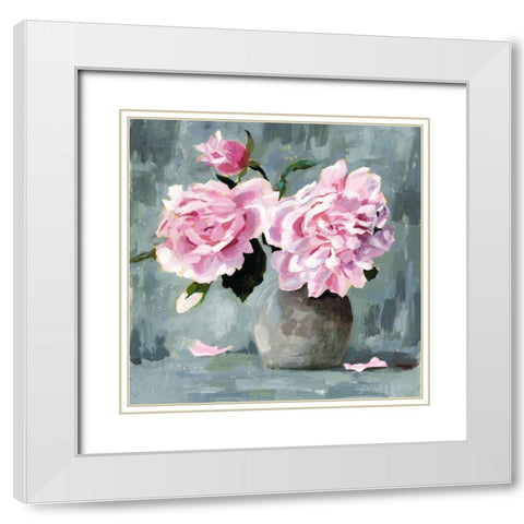 Peony Study I White Modern Wood Framed Art Print with Double Matting by Borges, Victoria