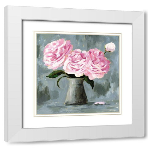 Peony Study II White Modern Wood Framed Art Print with Double Matting by Borges, Victoria