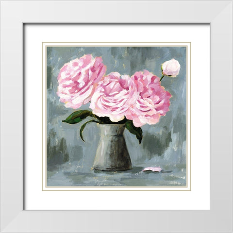Peony Study II White Modern Wood Framed Art Print with Double Matting by Borges, Victoria