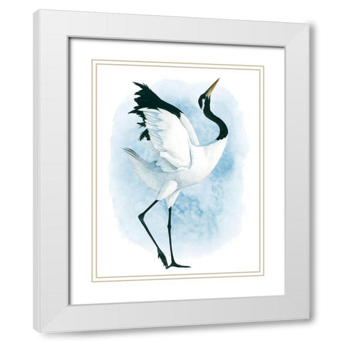 Dancing Crane II White Modern Wood Framed Art Print with Double Matting by Popp, Grace