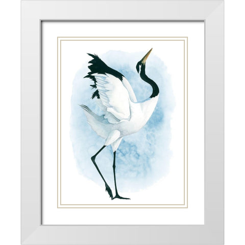 Dancing Crane II White Modern Wood Framed Art Print with Double Matting by Popp, Grace