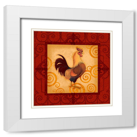 Decorative Rooster I White Modern Wood Framed Art Print with Double Matting by Eisner, Viv