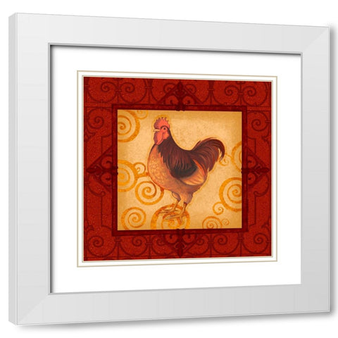 Decorative Rooster III White Modern Wood Framed Art Print with Double Matting by Eisner, Viv