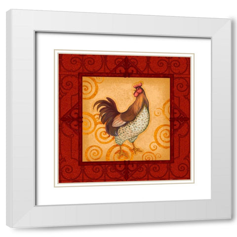 Decorative Rooster IV White Modern Wood Framed Art Print with Double Matting by Eisner, Viv