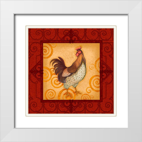 Decorative Rooster IV White Modern Wood Framed Art Print with Double Matting by Eisner, Viv