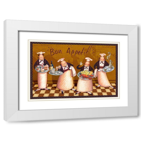 Chefs Bon Appetit V White Modern Wood Framed Art Print with Double Matting by Eisner, Viv