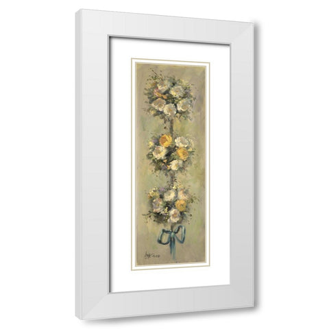 2-Up Topiary Bouquet I White Modern Wood Framed Art Print with Double Matting by Stevens, Allayn