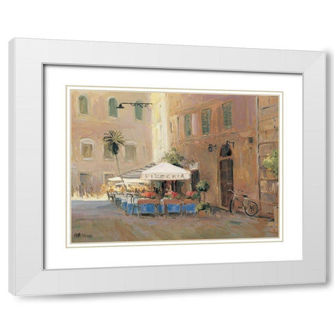 Cafe Roma White Modern Wood Framed Art Print with Double Matting by Stevens, Allayn