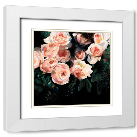 Peachy Blooms I White Modern Wood Framed Art Print with Double Matting by Borges, Victoria