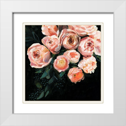 Peachy Blooms II White Modern Wood Framed Art Print with Double Matting by Borges, Victoria