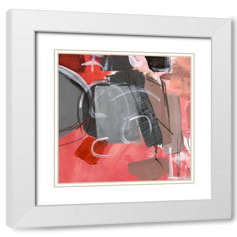 Red and Gray Abstract II White Modern Wood Framed Art Print with Double Matting by Parker, Jennifer Paxton