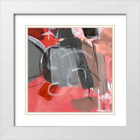 Red and Gray Abstract II White Modern Wood Framed Art Print with Double Matting by Parker, Jennifer Paxton