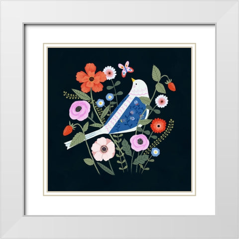 Folk Garden I White Modern Wood Framed Art Print with Double Matting by Borges, Victoria