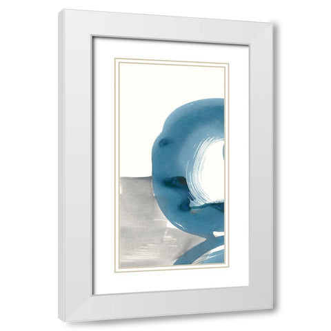 Breaking Blue I White Modern Wood Framed Art Print with Double Matting by Stramel, Renee W.