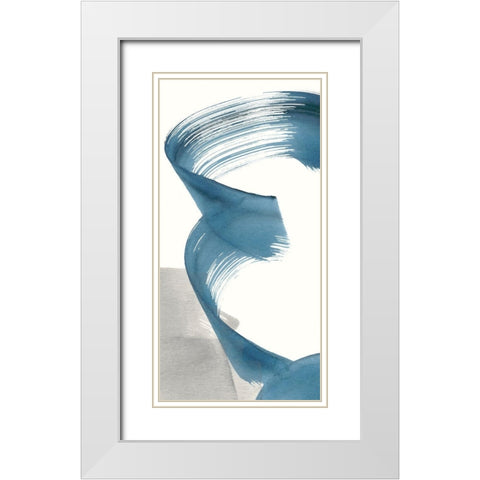 Breaking Blue III White Modern Wood Framed Art Print with Double Matting by Stramel, Renee W.