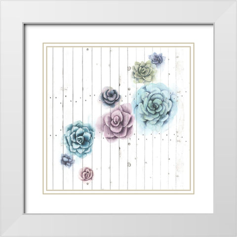Shiplap Succulent Cluster III White Modern Wood Framed Art Print with Double Matting by Popp, Grace