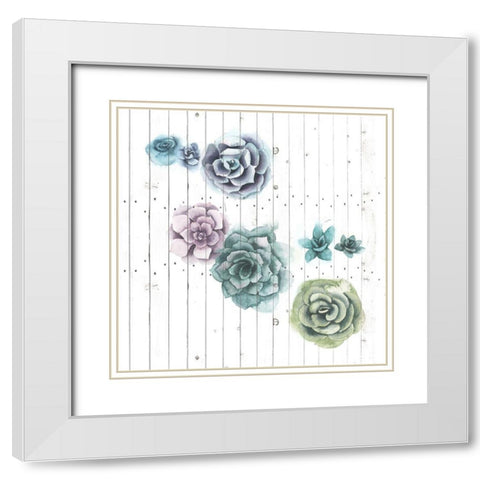 Shiplap Succulent Cluster IV White Modern Wood Framed Art Print with Double Matting by Popp, Grace
