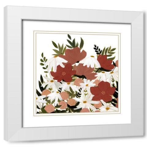 Terracotta Wildflowers II White Modern Wood Framed Art Print with Double Matting by Scarvey, Emma