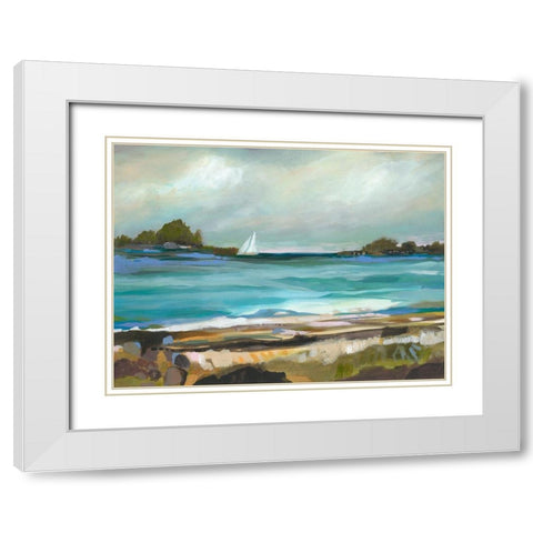 Seaside View I White Modern Wood Framed Art Print with Double Matting by Fields, Karen