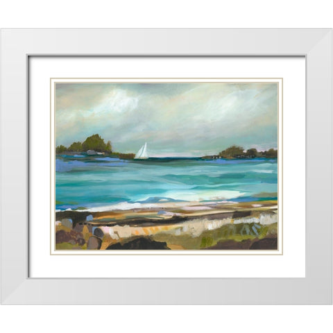 Seaside View I White Modern Wood Framed Art Print with Double Matting by Fields, Karen