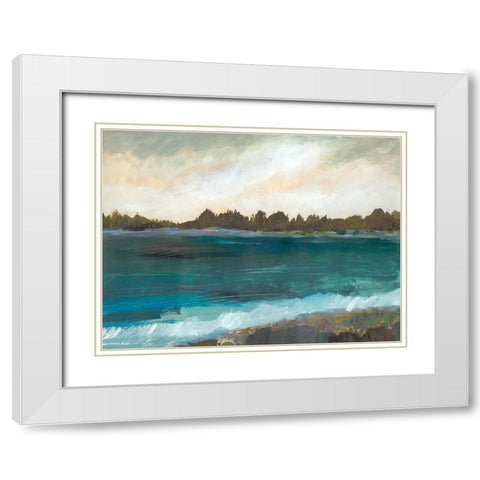 Seaside View II White Modern Wood Framed Art Print with Double Matting by Fields, Karen
