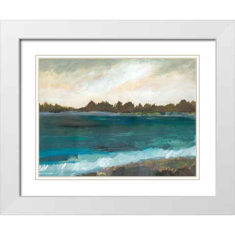 Seaside View II White Modern Wood Framed Art Print with Double Matting by Fields, Karen