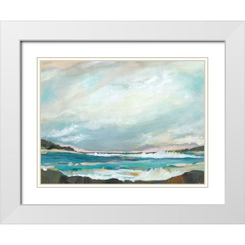 Seaside View III White Modern Wood Framed Art Print with Double Matting by Fields, Karen