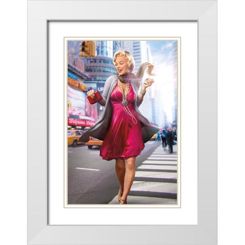 Marilyn in the City White Modern Wood Framed Art Print with Double Matting by Brando, J.J.