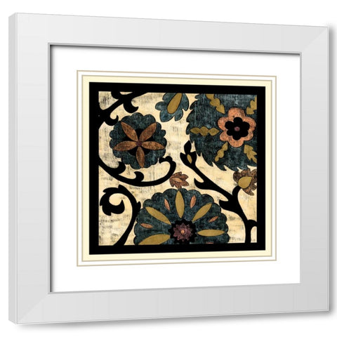 Vintage Suzani II White Modern Wood Framed Art Print with Double Matting by Zarris, Chariklia