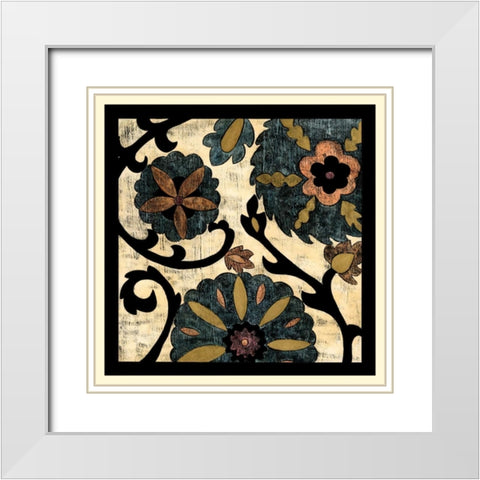 Vintage Suzani II White Modern Wood Framed Art Print with Double Matting by Zarris, Chariklia