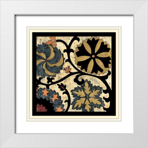 Vintage Suzani III White Modern Wood Framed Art Print with Double Matting by Zarris, Chariklia