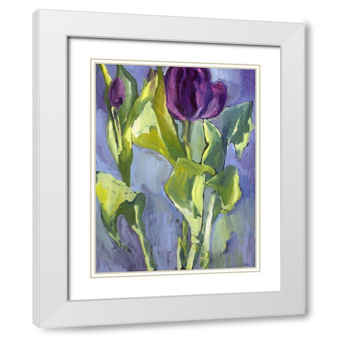 Violet Spring Flowers II White Modern Wood Framed Art Print with Double Matting by Ferrell, Erin McGee