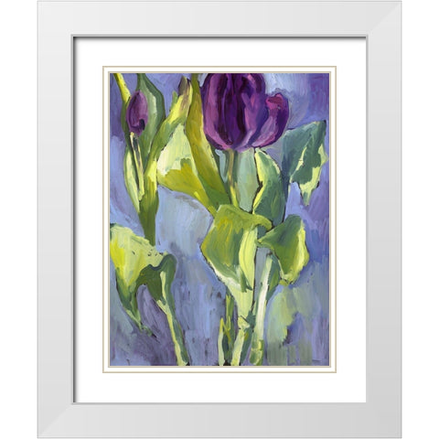 Violet Spring Flowers II White Modern Wood Framed Art Print with Double Matting by Ferrell, Erin McGee
