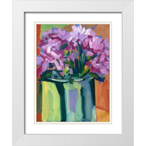 Violet Spring Flowers IV White Modern Wood Framed Art Print with Double Matting by Ferrell, Erin McGee