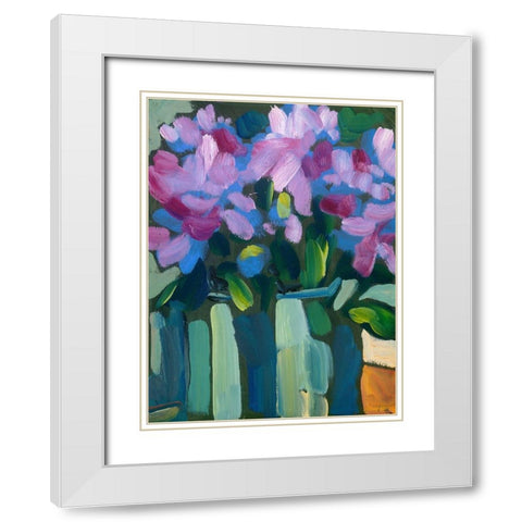 Violet Spring Flowers V White Modern Wood Framed Art Print with Double Matting by Ferrell, Erin McGee