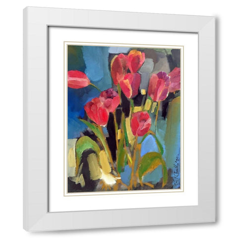 Painterly Tulips II White Modern Wood Framed Art Print with Double Matting by Ferrell, Erin McGee