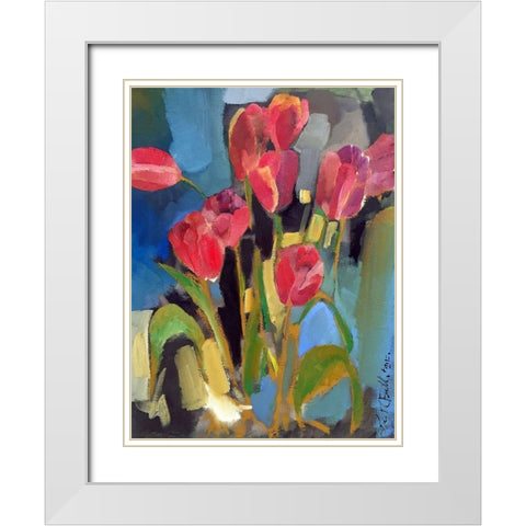 Painterly Tulips II White Modern Wood Framed Art Print with Double Matting by Ferrell, Erin McGee