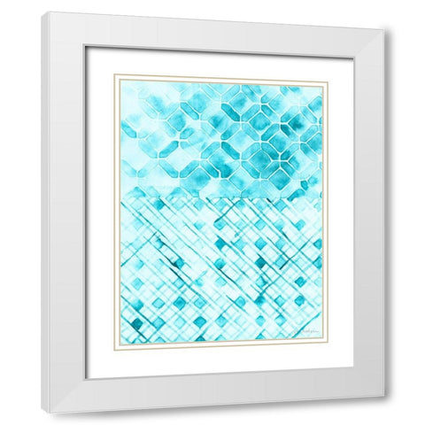 Teal Madras I White Modern Wood Framed Art Print with Double Matting by Lam, Vanna