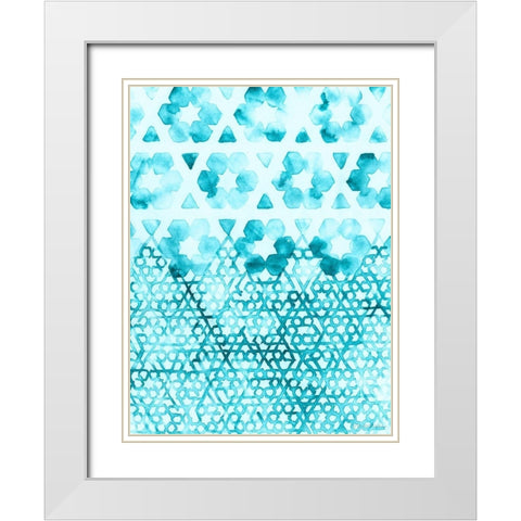 Teal Madras III White Modern Wood Framed Art Print with Double Matting by Lam, Vanna