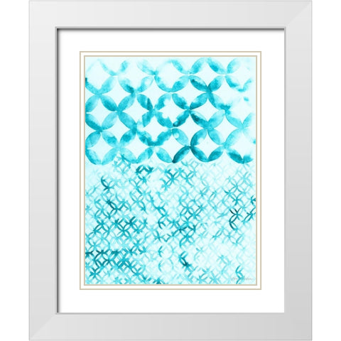 Teal Madras IV White Modern Wood Framed Art Print with Double Matting by Lam, Vanna