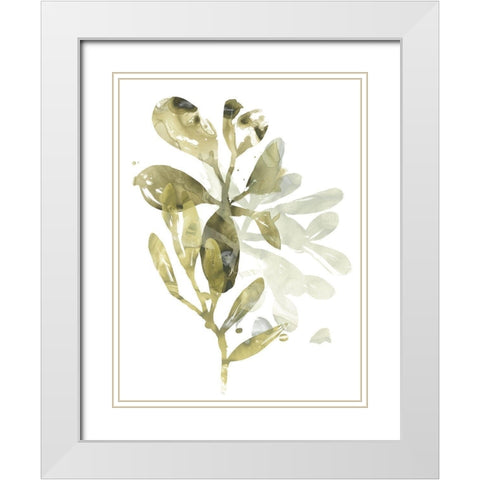 Lichen and Leaves I White Modern Wood Framed Art Print with Double Matting by Vess, June Erica