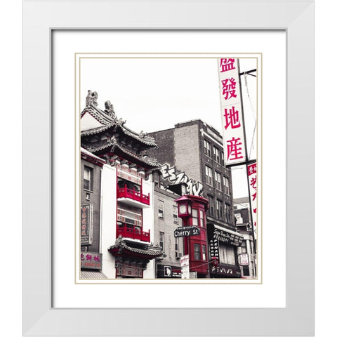 Chinatown Reds I White Modern Wood Framed Art Print with Double Matting by Quintero, Sonja