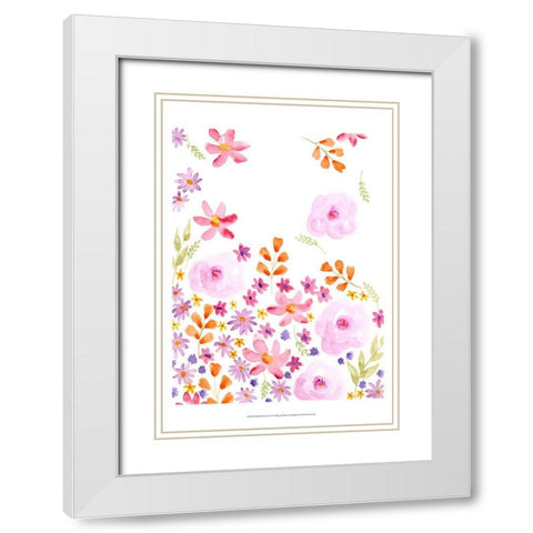 Blush Blooms I White Modern Wood Framed Art Print with Double Matting by Moore, Regina