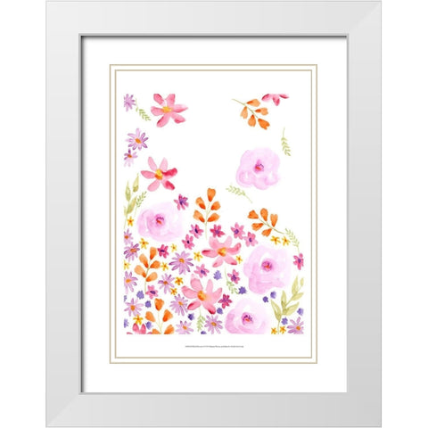 Blush Blooms I White Modern Wood Framed Art Print with Double Matting by Moore, Regina