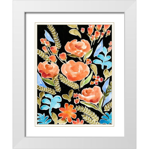 Floral Assembly II White Modern Wood Framed Art Print with Double Matting by Moore, Regina