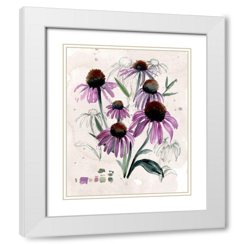Purple Wildflowers II White Modern Wood Framed Art Print with Double Matting by Parker, Jennifer Paxton