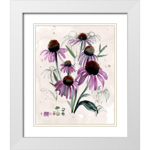 Purple Wildflowers II White Modern Wood Framed Art Print with Double Matting by Parker, Jennifer Paxton